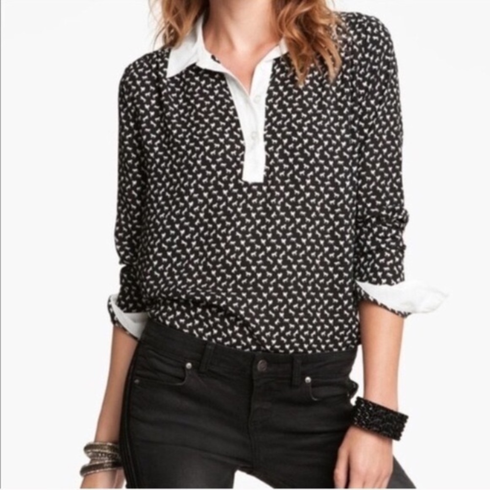 Free People horse print button down blouse